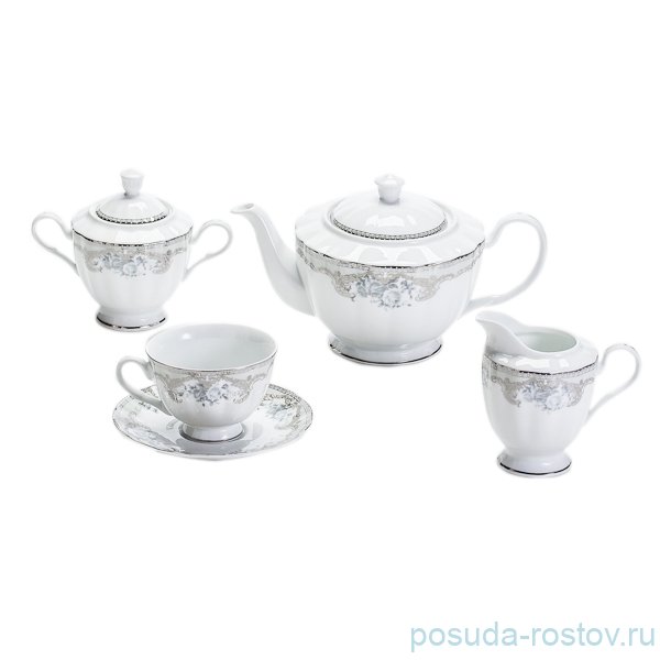 Чайный сервиз на 6 персон 15 предметов "Луиза /Платиновый вензель" / 153140 Чайный сервиз на 6 персон 15 предметов "Луиза /Платиновый вензель" / 153140