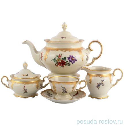 Чайный сервиз на 6 персон 15 предметов &quot;Болеро /Мелкие цветы&quot; / 118587