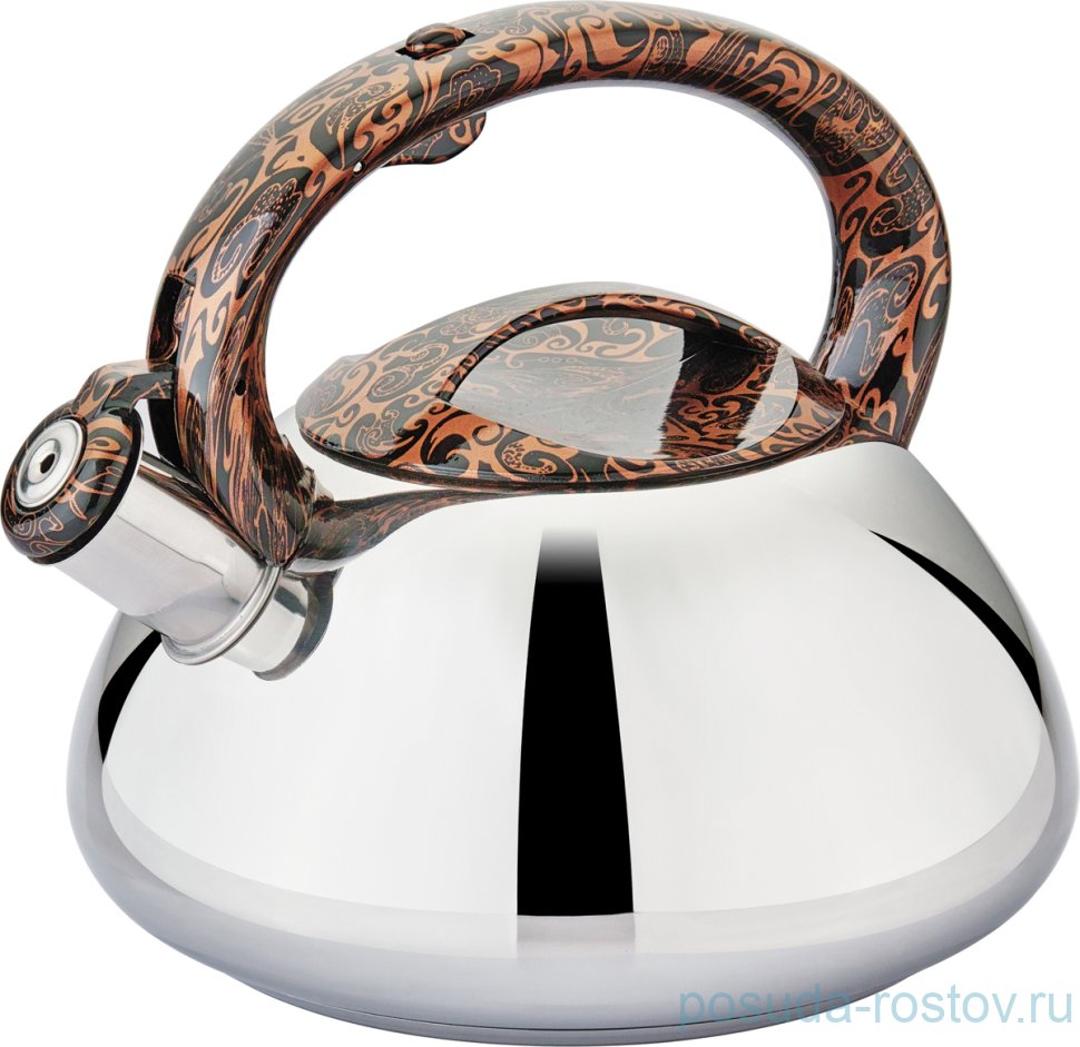Чайник 3 л со свистком индукционное капсульное дно "Agness /Роспись" / 213804