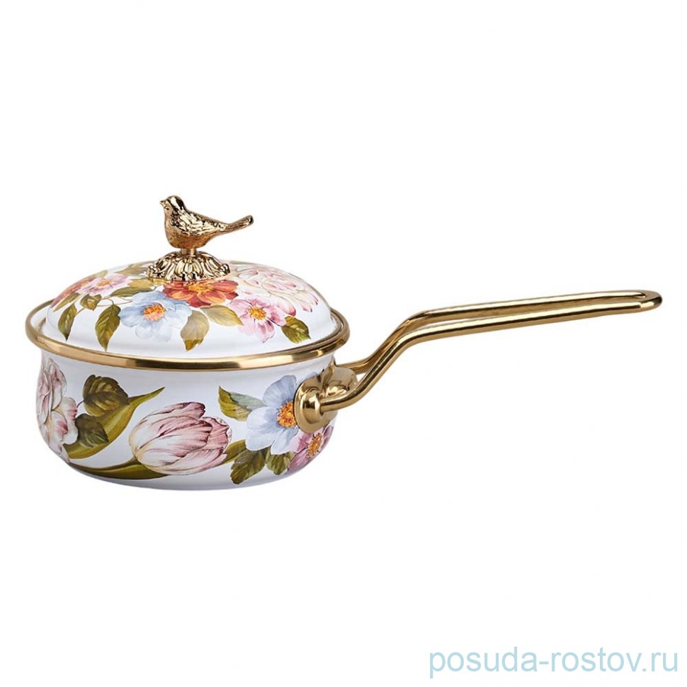 Ковш 14 см с крышкой эмалированный 900 мл "Фландрия" / 368684