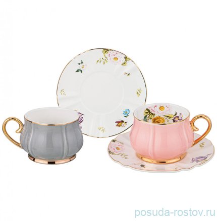 Набор чайных пар 200 мл 2 шт &quot;Времена года&quot; (серый, розовый) / 233116