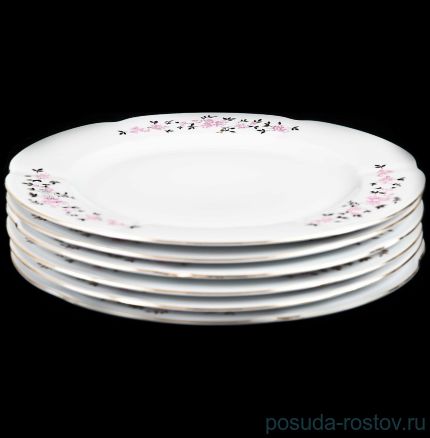 Набор тарелок 19 см 6 шт &quot;Болеро /Розовые цветочки&quot; / 034716