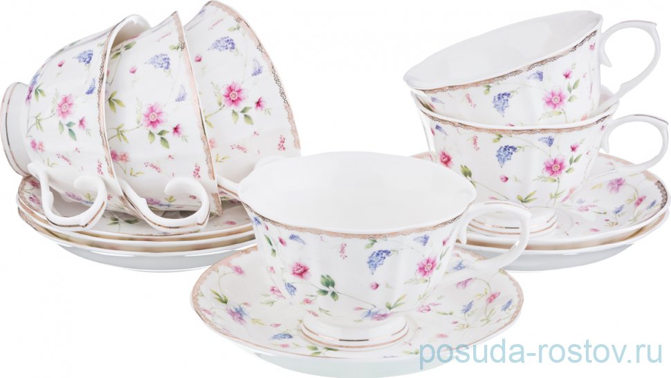 Набор чайных пар 200 мл 6 шт "Мускари" / 197486