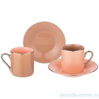 Набор кофейных пар 80 мл 2 шт &quot;розово-кофейные /платина&quot; / 230680