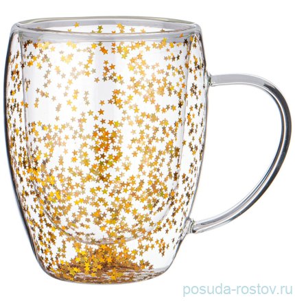 Кружка 320 мл с двойными стенками &quot;Double-wall /Золотые звёздочки&quot; / 337655