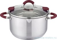 Кастрюля 17 х 10 см со сливом силиконовые держатели бордовые 1,9 л &quot;agness&quot; / 196238