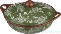 Блюдо для запекания 26 х 22 х 12 см овальное с крышкой &quot;цветы /зелёный&quot; / 191931