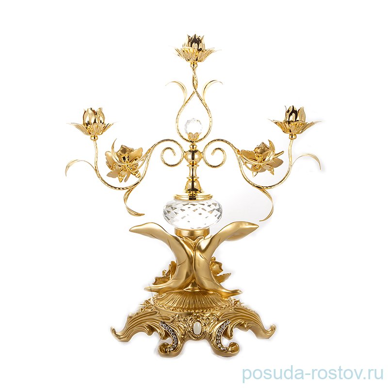 Подсвечник 3 рожковый 45 см "чевик /кремовая роза" / 156439