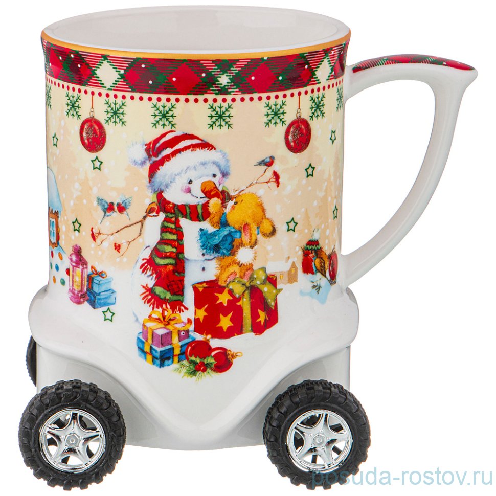 Кружка 350 мл на колесиках "Снеговик" / 225144