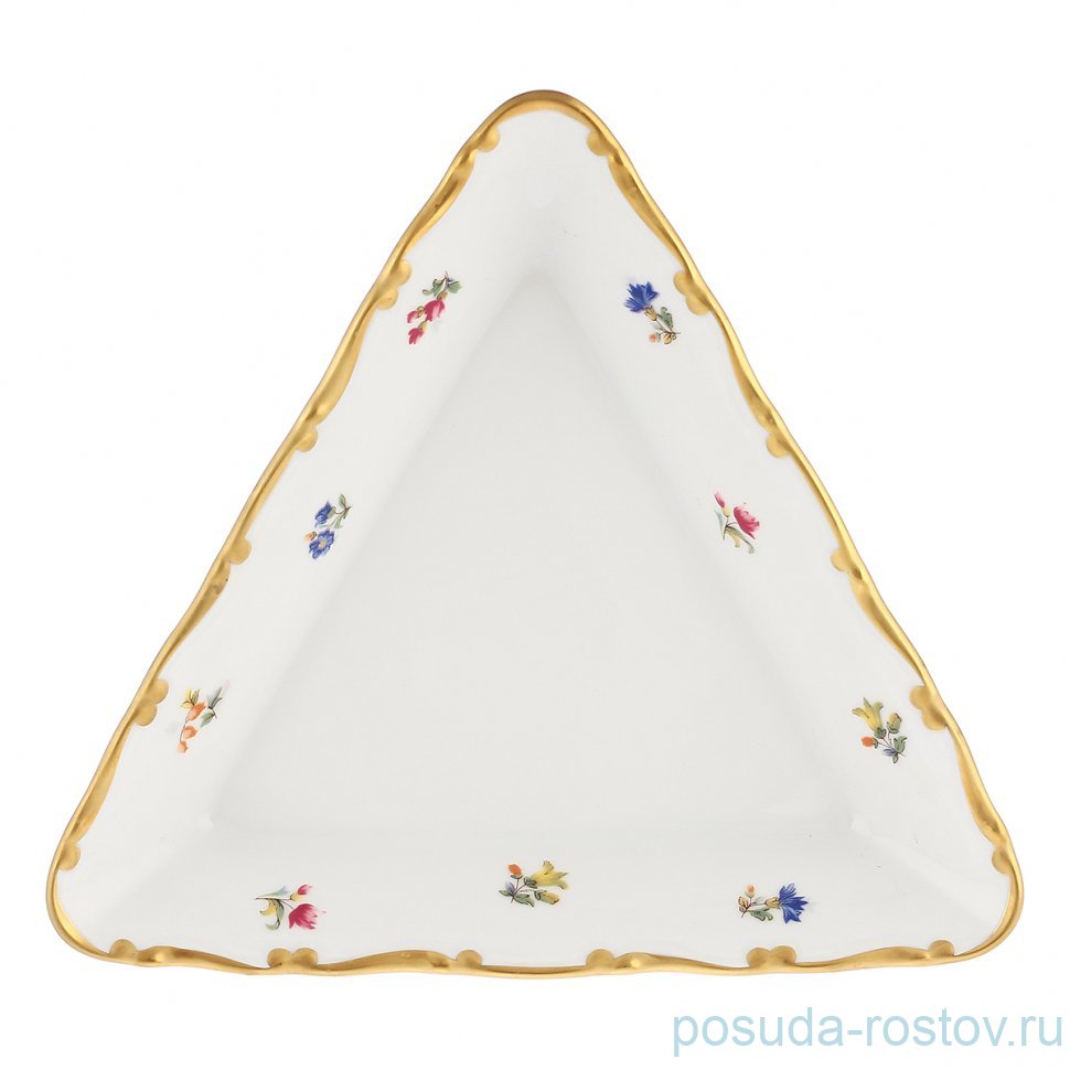 Салатник 19 см треугольный "Офелия /3051 /Мелкие цветы /золото" / 352759