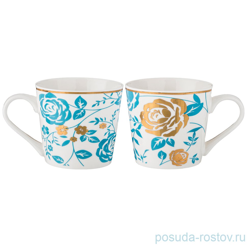 Кружка 450 мл бирюзовый "золотой цветок" / 193685 Кружка 450 мл бирюзовый "золотой цветок" / 193685