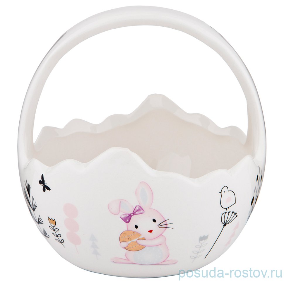 Конфетница 12 х 12 х 13 см с ручкой "Пасхальный заяц /Agness" / 191572