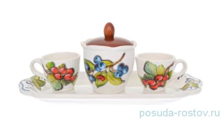 Кофейный набор на 2 персоны 5 предметов &quot;Artigianato ceramico /Лесные ягоды&quot; / 243569