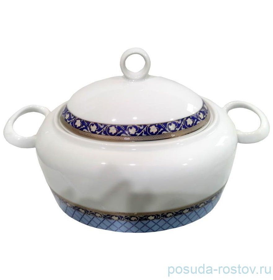 КАР0037 Супник 3 л Thun "Кайро /Сетка на синем /платина" / 348337