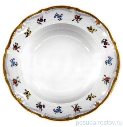 Набор тарелок 24 см 6 шт глубокие &quot;Корона /Мелкие цветы /Матовое золото&quot; / 148366