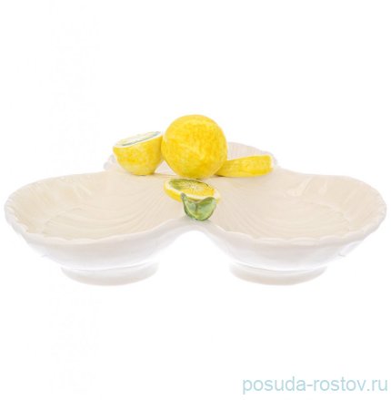 Менажница 22 см 3-х секционная Ракушка &quot;Лимоны&quot; / 247813