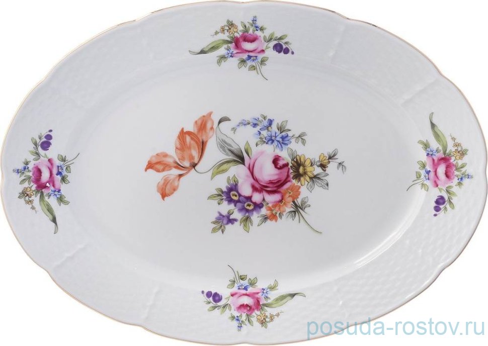 Блюдо 32 см овальное "Менуэт /Полевой цветок /золото" / 157616 Блюдо 32 см овальное "Менуэт /Полевой цветок /золото" / 157616