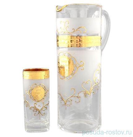 Набор для воды 7 предметов (кувшин 1,5 л + 6 стаканов) &quot;Богемия /Антик золото&quot; Б-Г / 056637