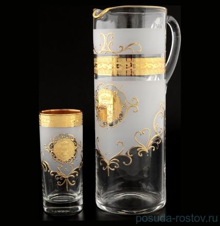 Набор для воды 7 предметов (кувшин 1,5 л + 6 стаканов) &quot;Богемия /Антик золото&quot; Б-Г / 056637