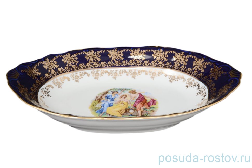 Блюдо 36 см овальное (глубокое) для хлеба "Офелия /Мадонна кобальт" / 042626