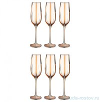 Бокалы для шампанского 180 мл 6 шт &quot;Рифленка /Медовые&quot; / 233104
