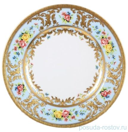 Набор тарелок 27 см 6 шт &quot;Вена /Розочки на голубом /с золотом&quot; / 117256