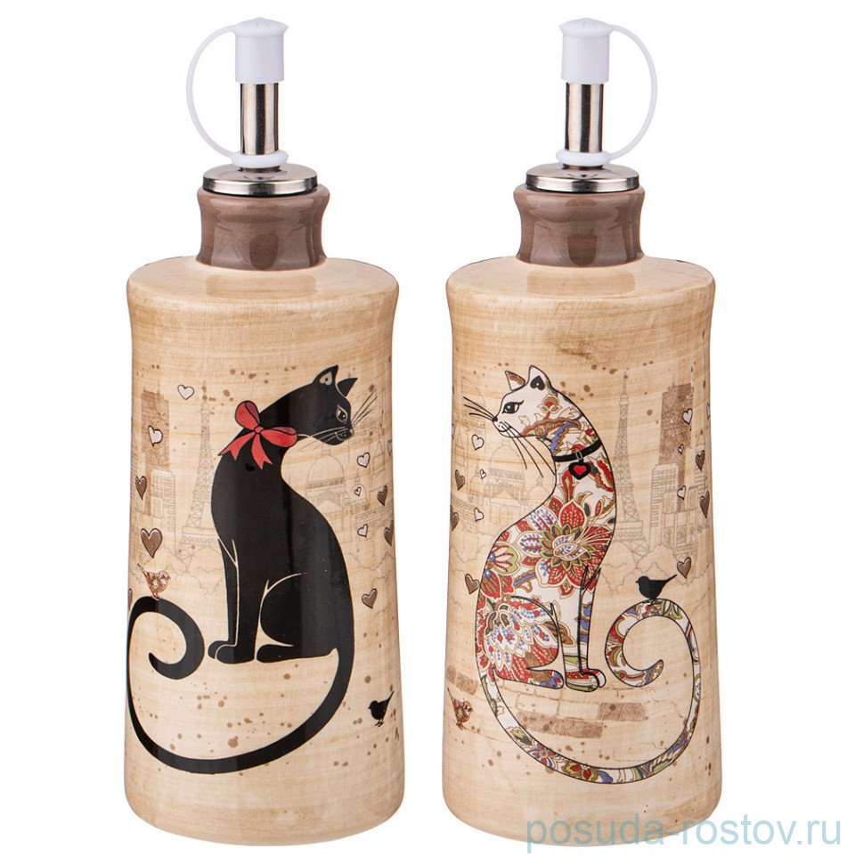 Набор для масла и уксуса 300 мл 2 шт 6,5 х 14,5 см "Парижские коты" / 244657