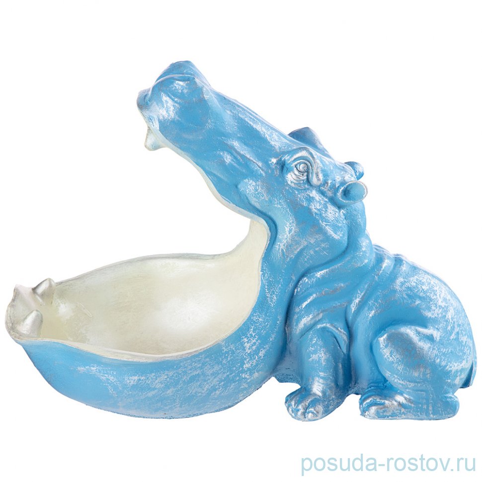 Шкатулка для мелочей 30 х 22 см "Бегемот" /голубой с серебром / 270315