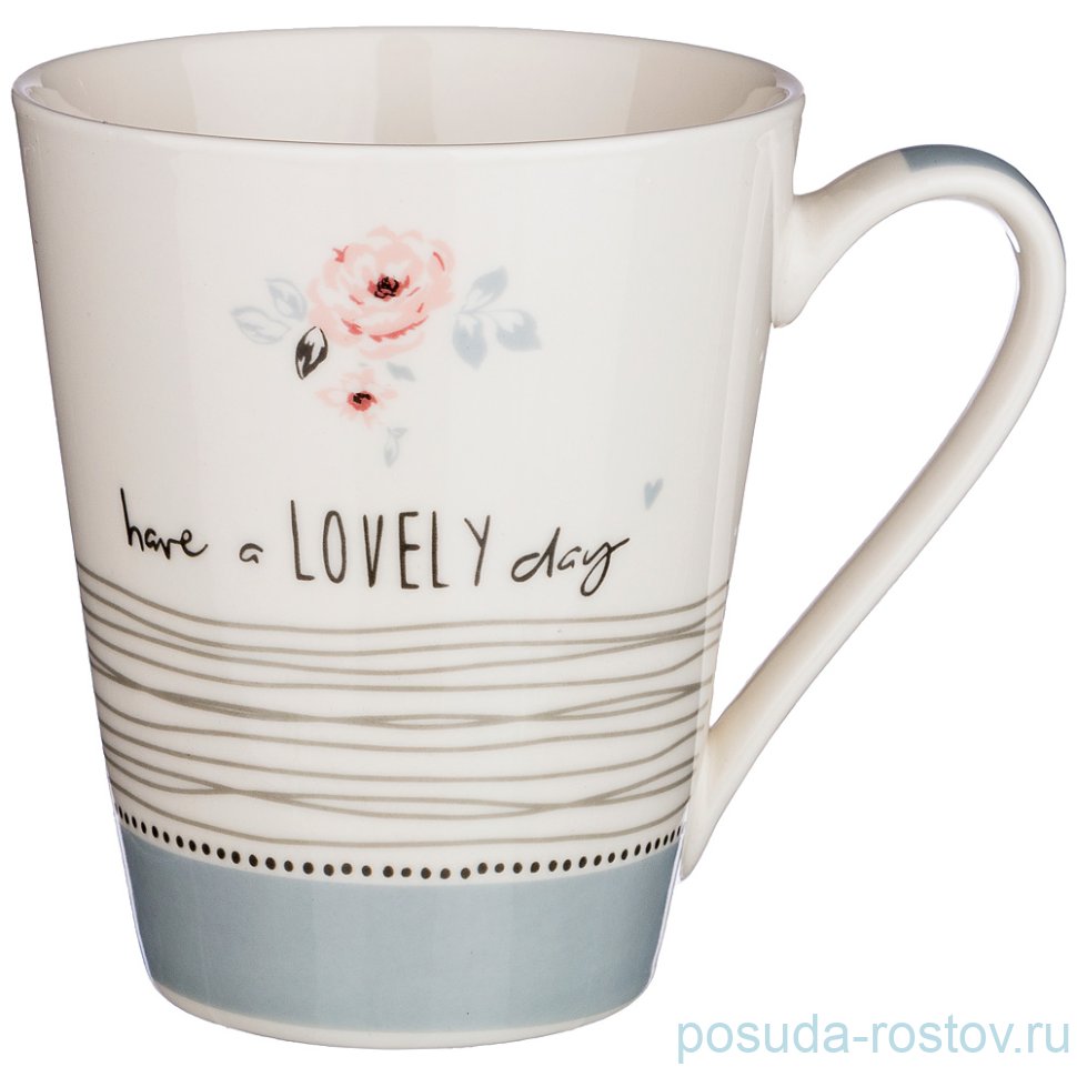 Кружка 320 мл "have o lovely day" серая лента / 189034 Кружка 320 мл "have o lovely day" серая лента / 189034