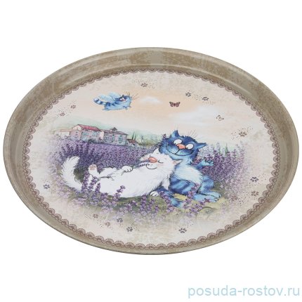 Поднос 33 х 2,1 см сервировочный &quot;Синие коты&quot; / 209792
