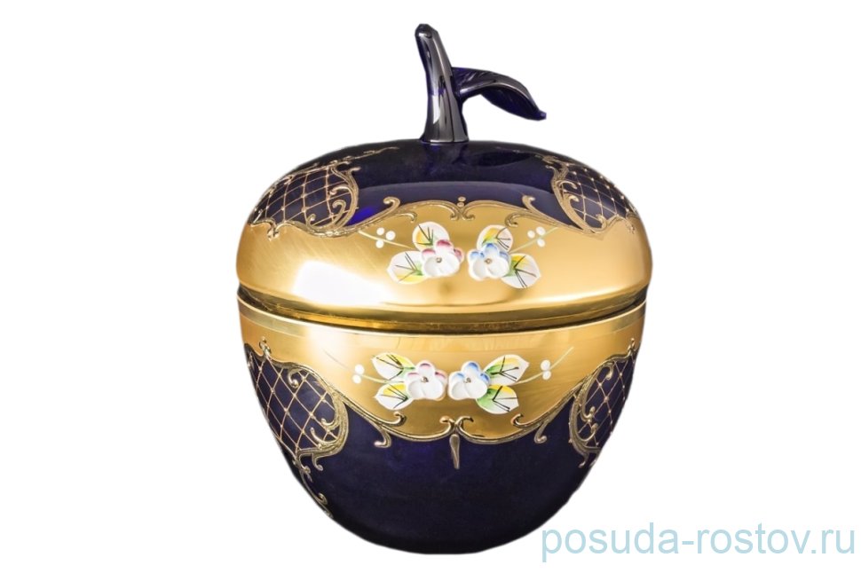 Вазочка 15,5 см с крышкой - яблоко "Лепка синяя" S-A / 036073 Вазочка 15,5 см с крышкой - яблоко "Лепка синяя" S-A / 036073
