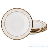 Набор тарелок 23 см 6 шт глубокие &quot;Узор на бежевом /Золото&quot; / 186262