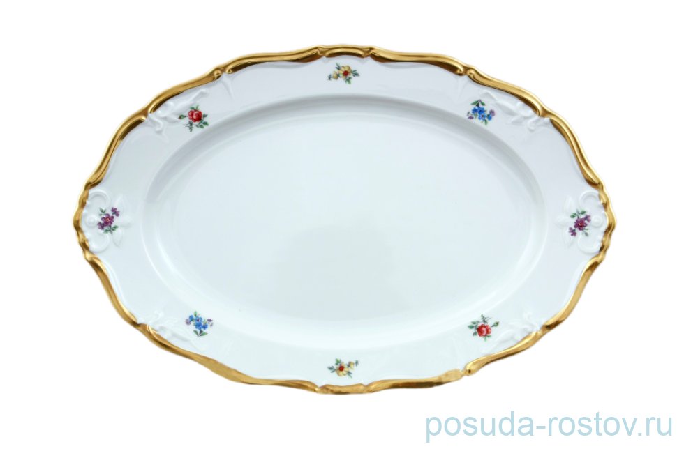 Блюдо 32 см овальное "Мария-Луиза /Мелкие цветы /матовое золото" / 108335 Блюдо 32 см овальное "Мария-Луиза /Мелкие цветы /матовое золото" / 108335