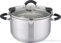 Кастрюля 19 х 12 см со сливом силиконовые держатели чёрные 2,9 л &quot;agness&quot; / 198991