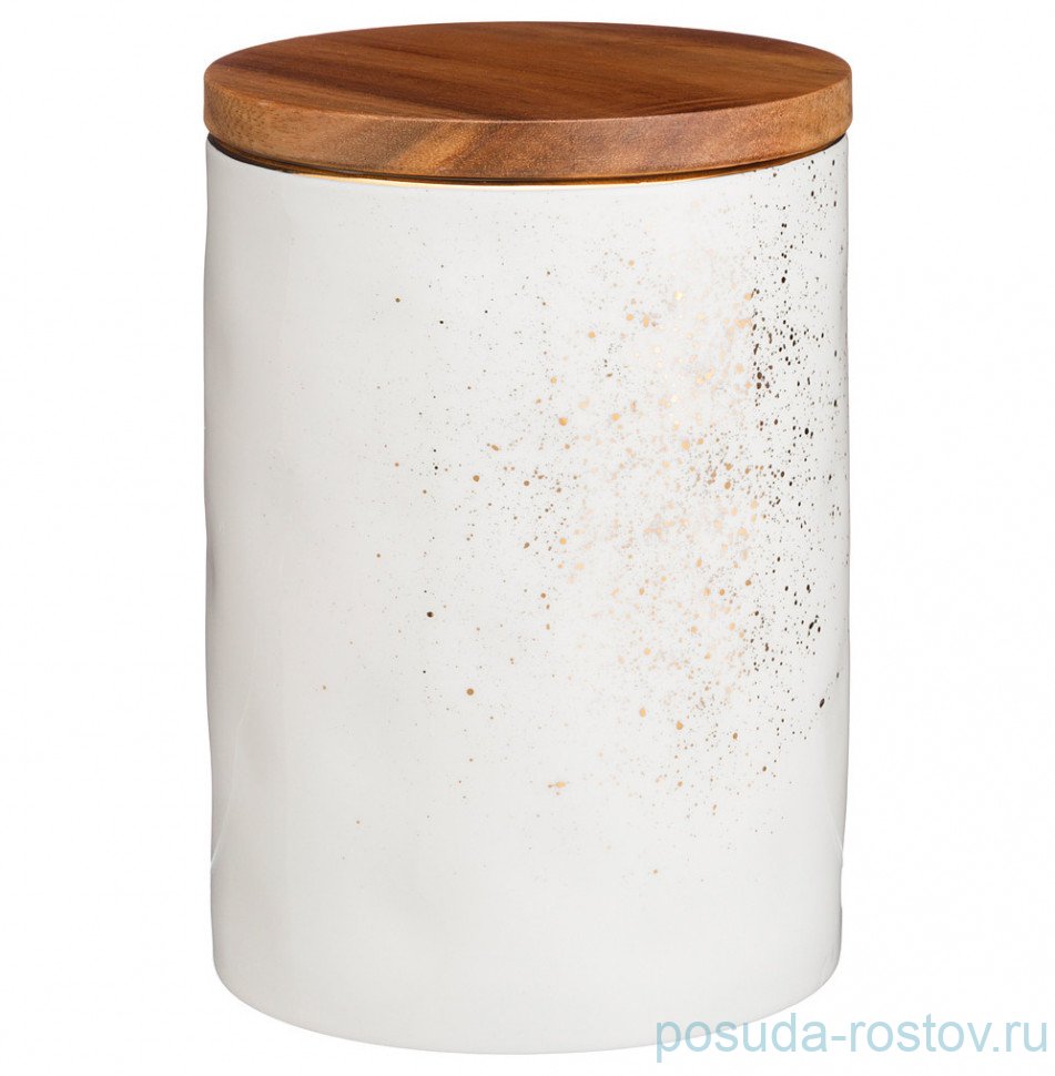 Банка для сыпучих продуктов 16 х 11 см с деревянной крышкой 1,16 л "gold" / 235768