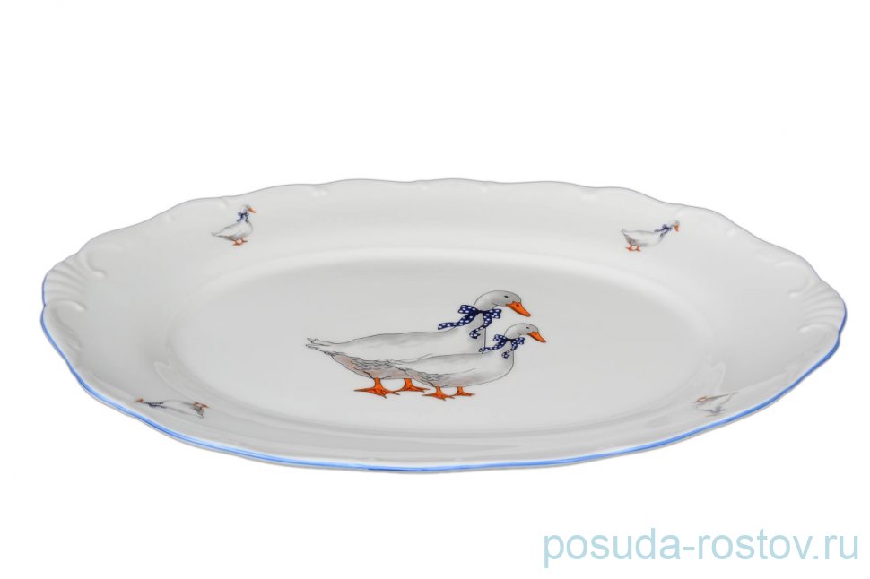 Блюдо 36 см овальное "Офелия /Гуси" / 040704