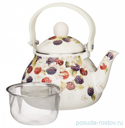 Заварочный чайник 1,3 л эмалированный с фильтром &quot;ежевика&quot; / 303813