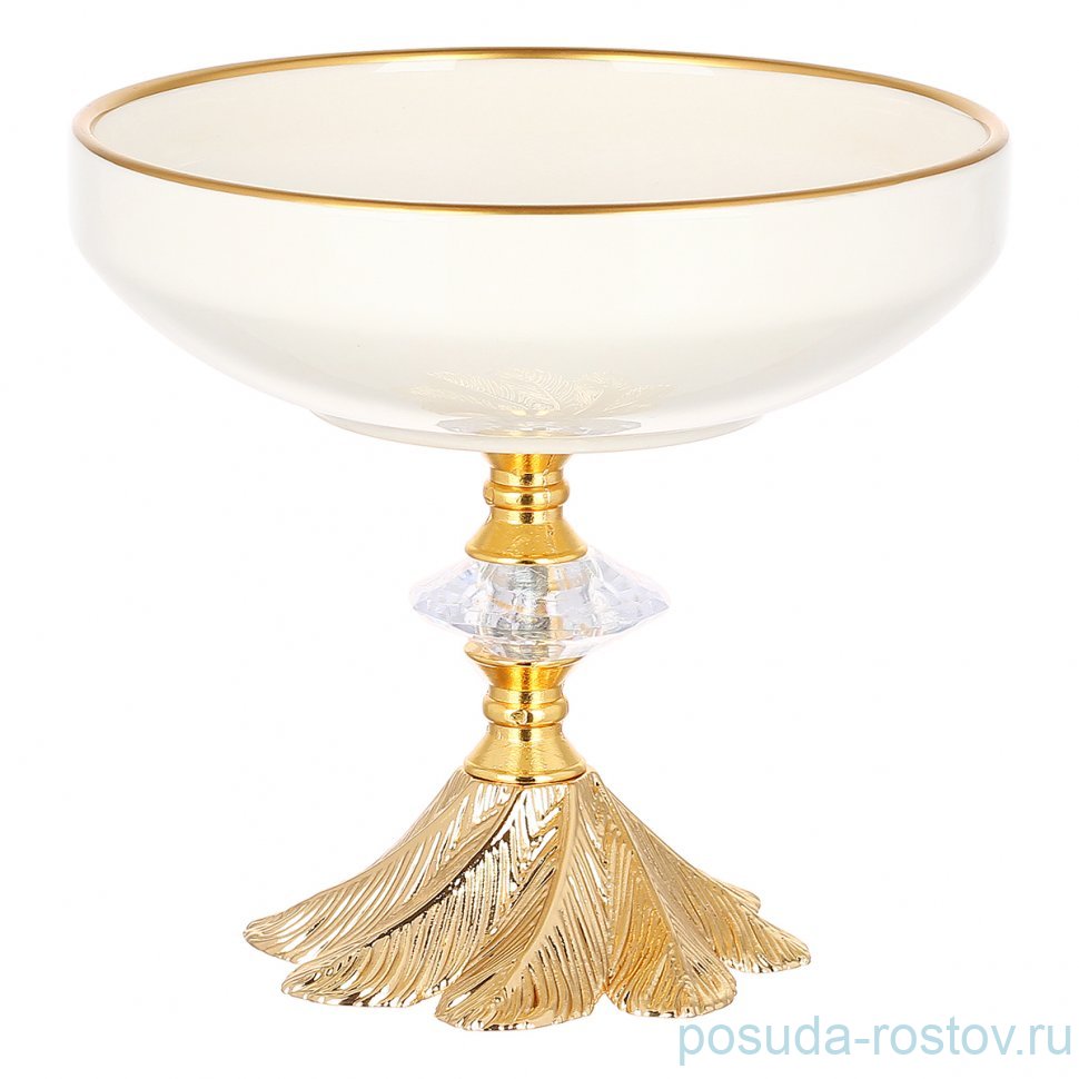 Ваза для конфет 15 см н/н золото "Перо" / 341608 Ваза для конфет 15 см н/н золото "Перо" / 341608