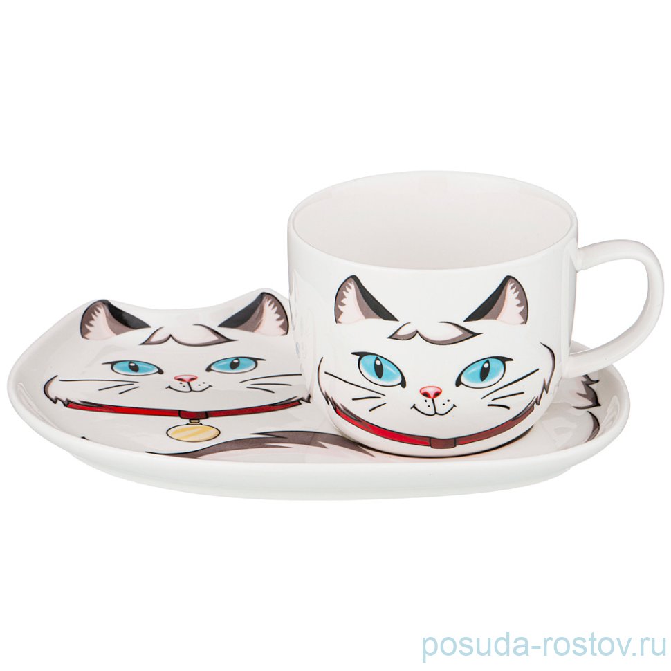 Чайная пара 240 мл 1 шт "кошки" / 220540