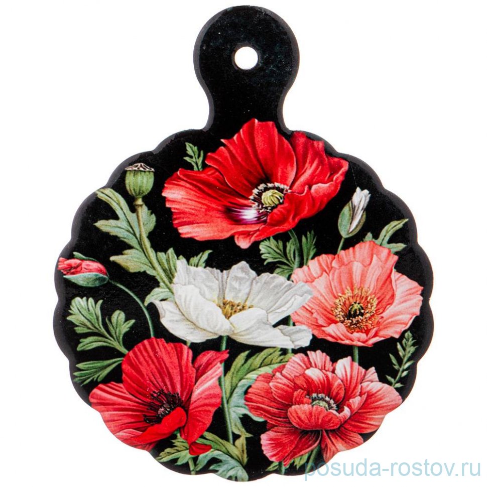 Подставка под горячее 15 х 19 см черная "Маки" / 254871