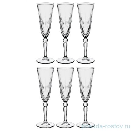 Бокалы для шампанского 160 мл 6 шт &quot;Мелодия /Без декора&quot; / 117042
