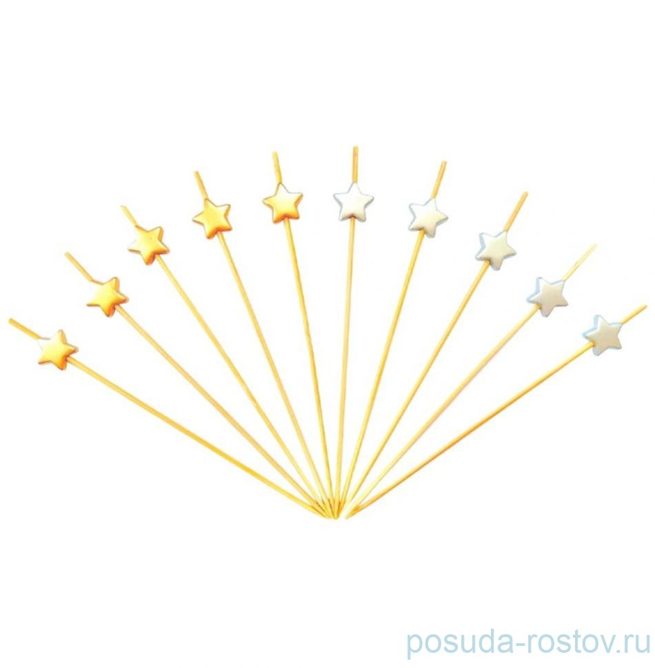 Шпажки 12 см 100 шт золото серебро Пика "Звезда" / 369617 Шпажки 12 см 100 шт золото серебро Пика "Звезда" / 369617