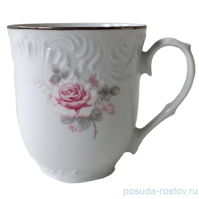 Кружка 300 мл "Рококо /Серая роза /платина" / 109863 Кружка 300 мл "Рококо /Серая роза /платина" / 109863