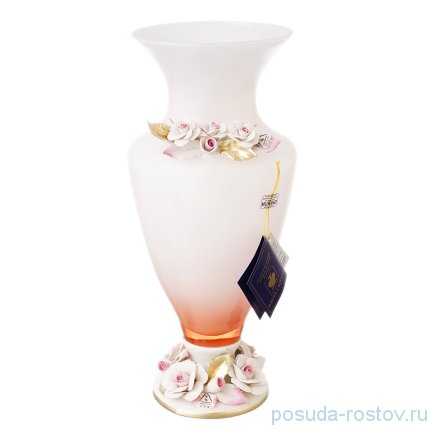 Ваза для цветов 38 см н/н розовая &quot;W. Cristal /Розы /Муранское стекло&quot; / 221068