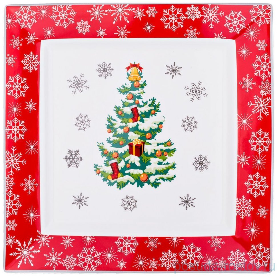 Блюдо 29 х 2 х 29 см квадратное "Новый год" / 236816