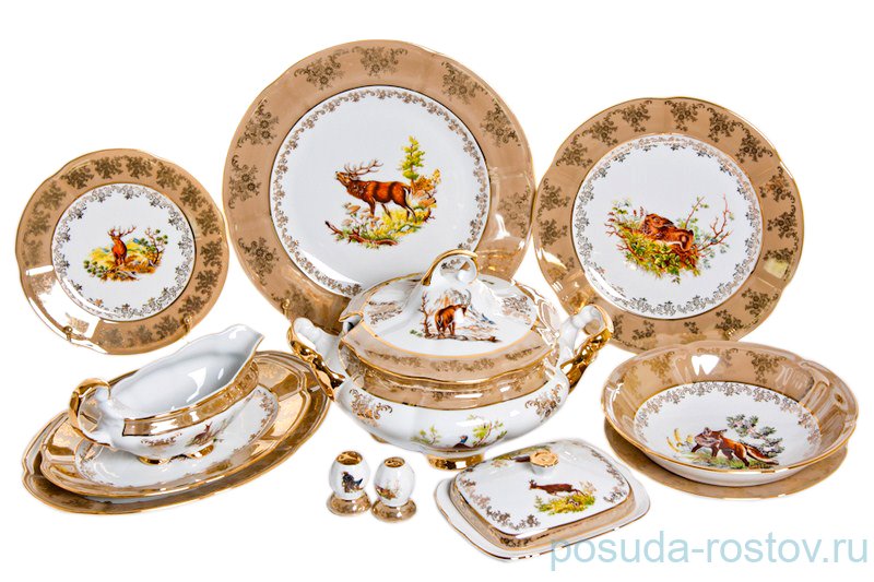 Столовый сервиз на 6 персон 27 предметов "Болеро /Охота бежевая" / 039204 Столовый сервиз на 6 персон 27 предметов "Болеро /Охота бежевая" / 039204