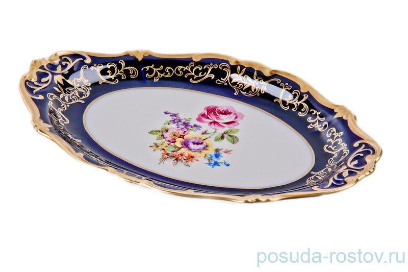 Блюдо 28 см овальное "Санкт-Петербург 866 /Кобальт"  / 013227