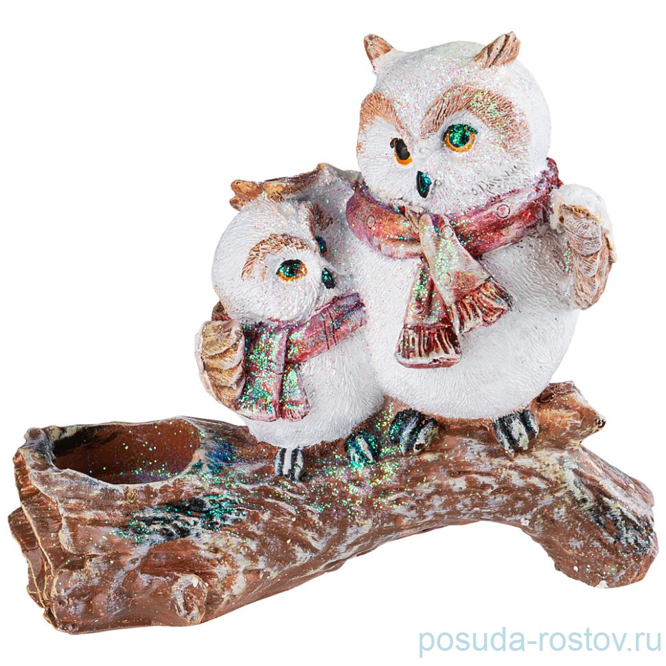 Подсвечник 18 х 17 см "Совы на коряге /новогодний" / 271185