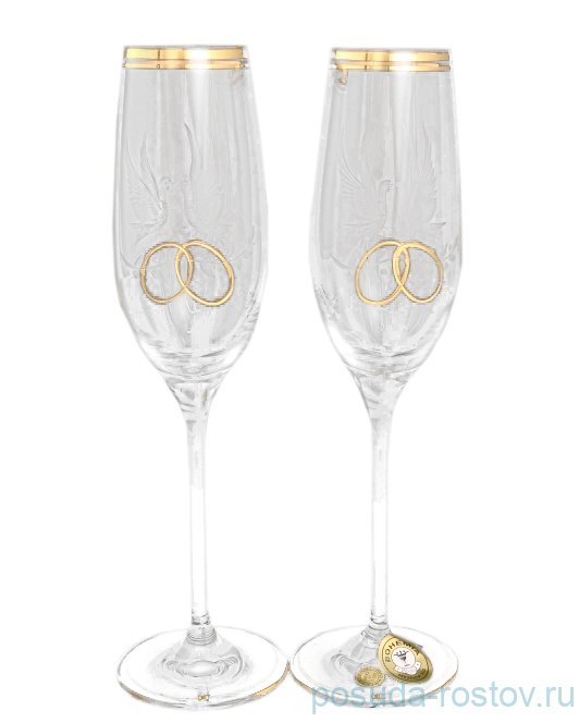 Бокалы для шампанского 300 мл 2 шт "Свадебные /Голубки" / 048455 Бокалы для шампанского 300 мл 2 шт "Свадебные /Голубки" / 048455