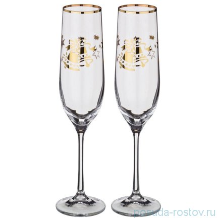 Бокалы для шампанского 190 мл 2 шт &quot;Виола /Новогодние колокольчики /золото&quot; / 170187